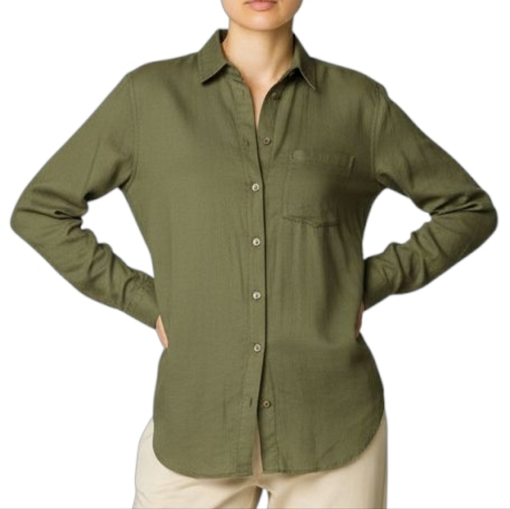 Sonoma Olive Green Cotton Blend Button Front Shirt Women's Size S